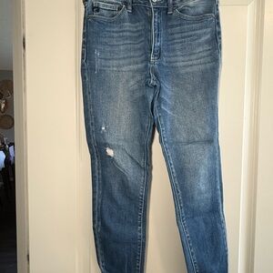 Women's Mid Wash Distressed Skinny Jeans - Blue